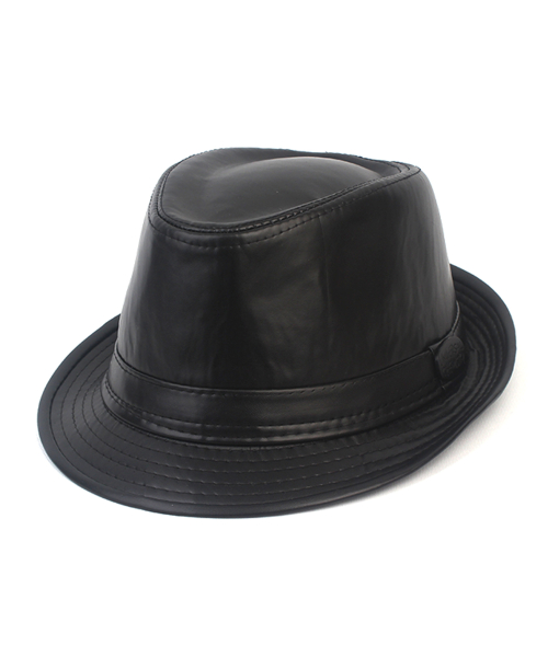 BU Leather Black Fedora 페도라