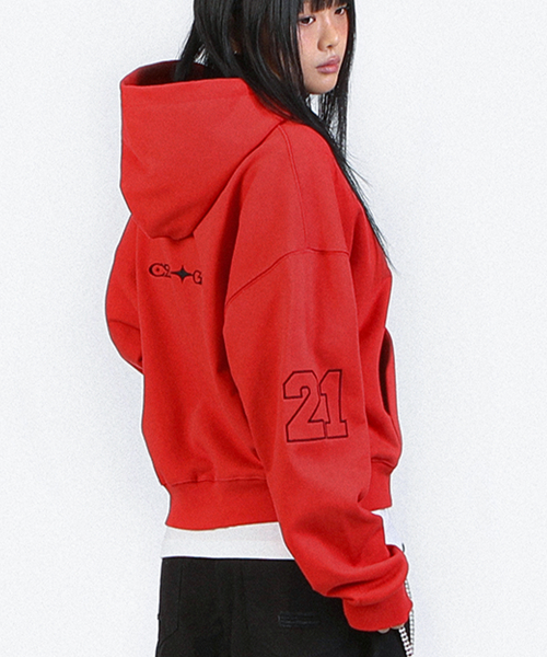 CLUB JERSEY ZIP-UP HOODIE RED