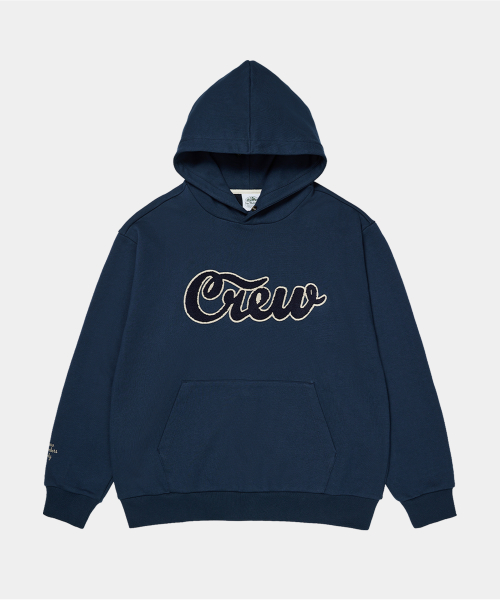 CREW LOGO HOODIE NAVY