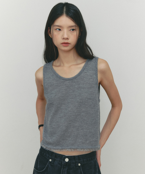 FRILLY WOOL SLEEVELESS KNIT(GR)