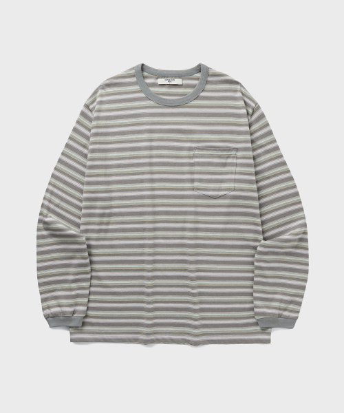 WASHED BORDER L/S T-SHIRT [PISTACHIO]