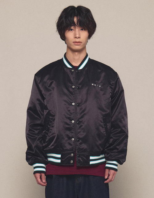 [Mmlg] CPC SATIN VARSITY JACKET (BLACK)