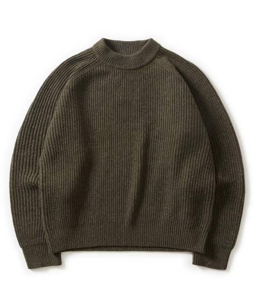2 TONE CREW NECK KNIT (OLIVE)