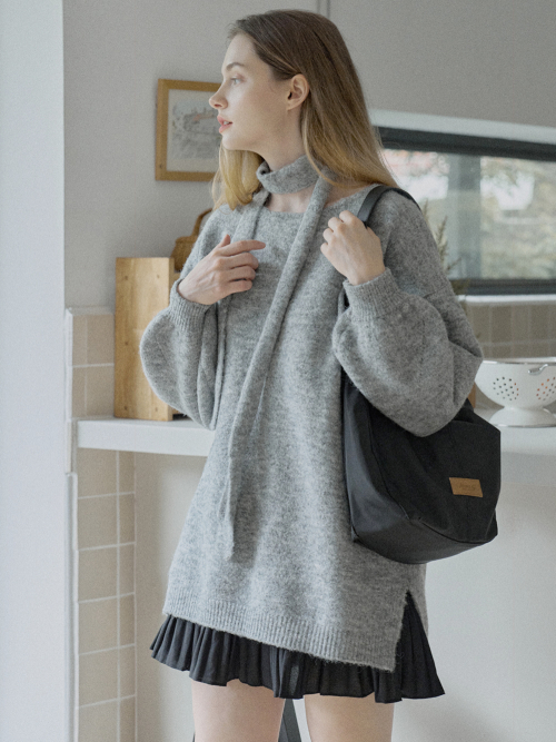 Muffler Set длинный Knit Pullover - GREY