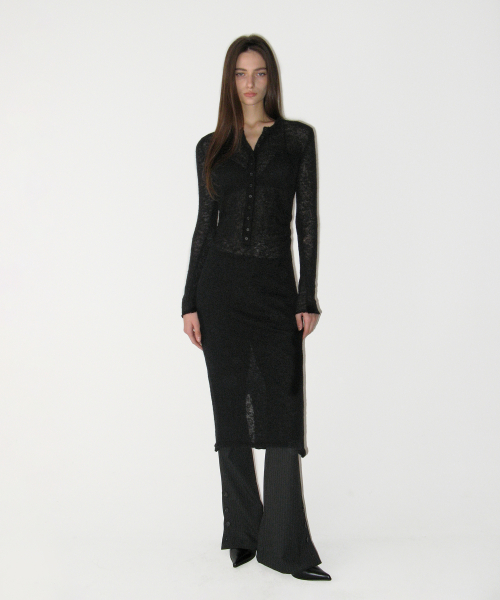 Mohair Maxi Knit One-piece, BLACK
