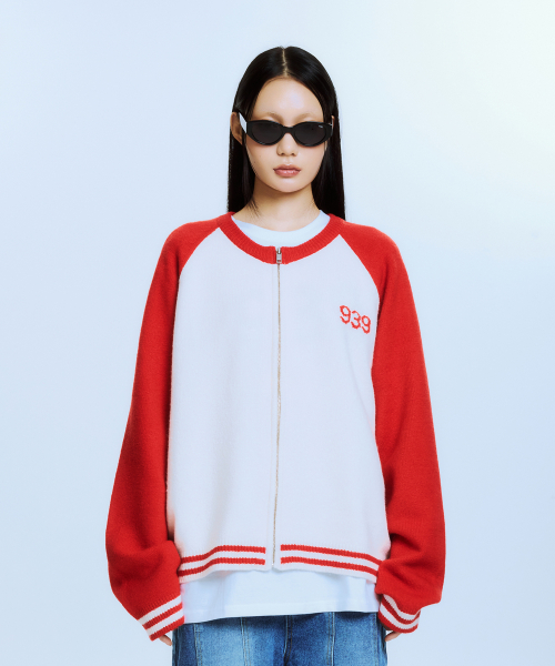 아카이브 볼드() 939 RAGLAN KNIT ZIP-UP (RED) 상품 이미지