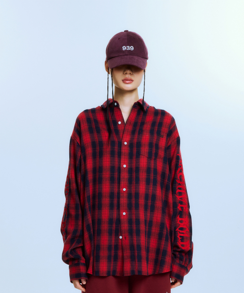 아카이브 볼드() AB EMBROIDERY CHECK SHIRTS (RED) 상품 이미지