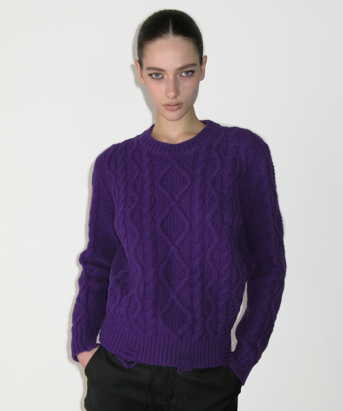 Damaged Cable шерсть Knit, PURPLE