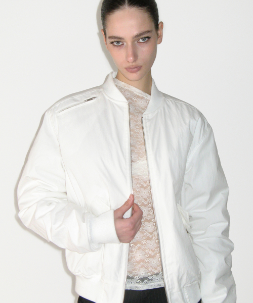 Over Fit ширинг Bomber пиджак, WHITE