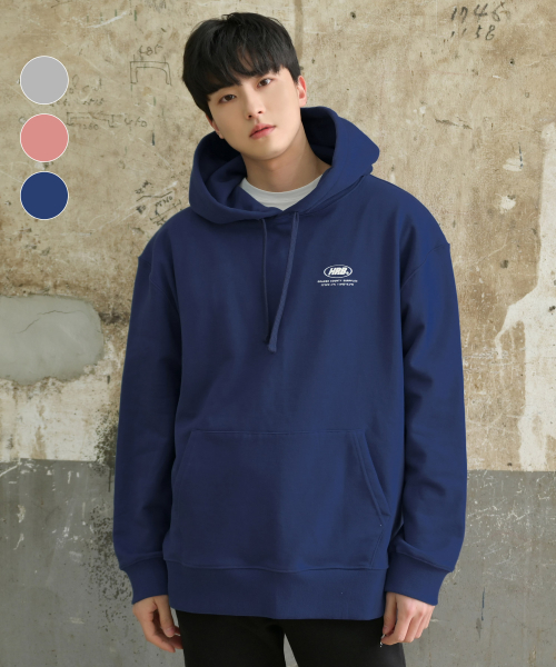 Мужской худи loose fit однотонный парный свитшот (BLUE) / TE101M