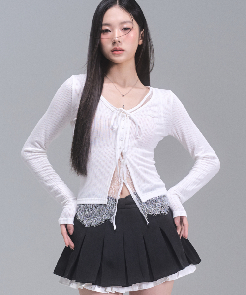 Laura Lace многослойный Cardigan [WHITE]