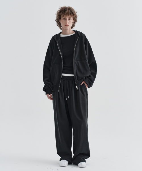 W Riv Semi-Over Fit Hood Zip-up_чёрный