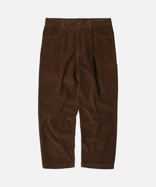 CORDUROY WIDE ONE TUCK PANTS _ BROWN