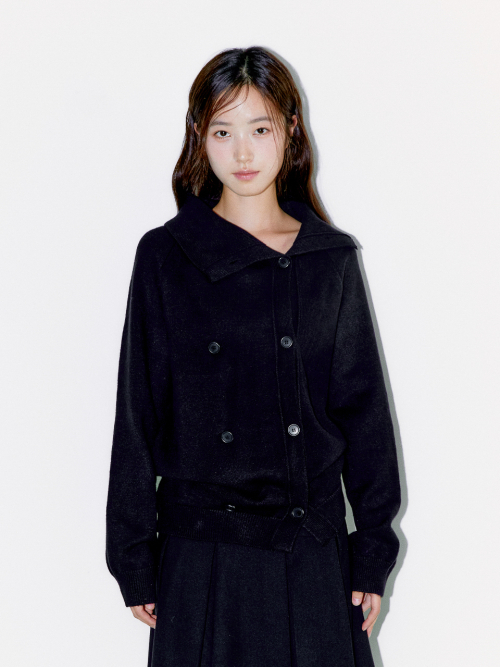 TWIN BUTTON CARDIGAN, BLACK