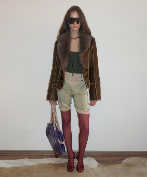 Faux Mouton Toggle Coat коричневый