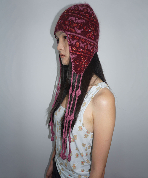 스컬프터(SCULPTOR) Sequin Nordic Earflap Beanie Deep Purple