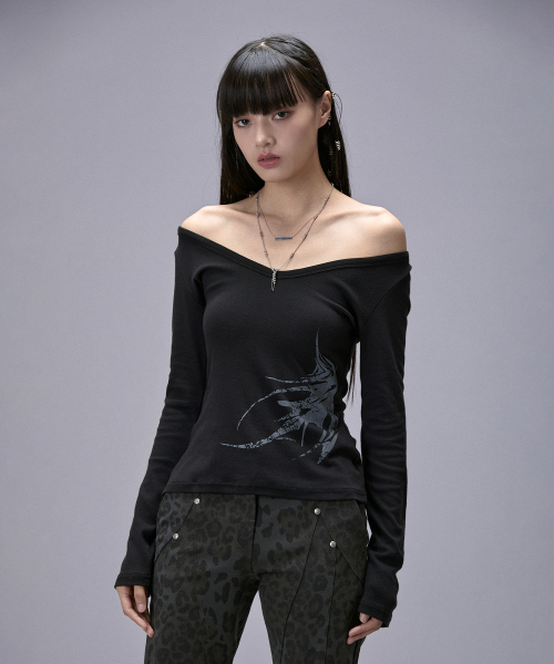 Ink Trace 2-Way V Neck Tee (25FTP-LSTS04)