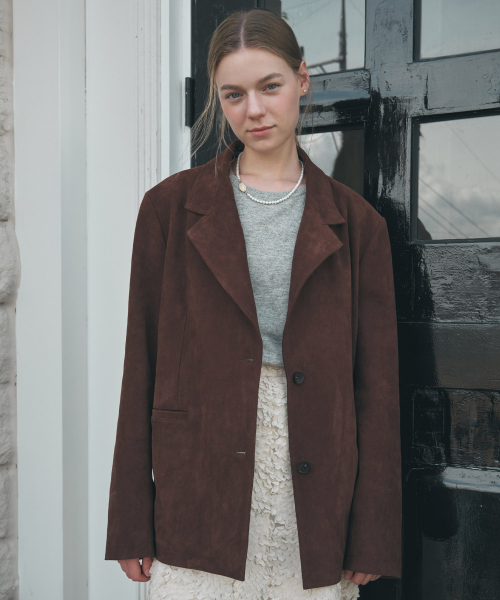 Faux Suede оверсайз куртка - коричневый