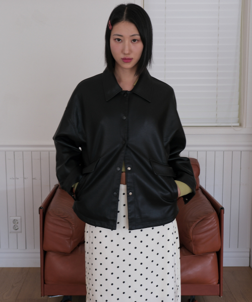 Loose Fit Faux Leather куртка чёрный