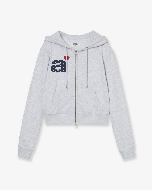 DOT SMALL LETTER CROP HOOD ZIP UP [LIGHT серый]