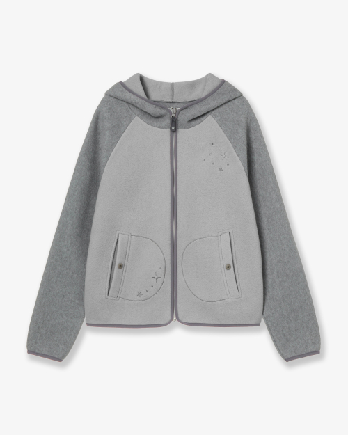STELLA FLEECE ZIP UP HOODIE [GREY]