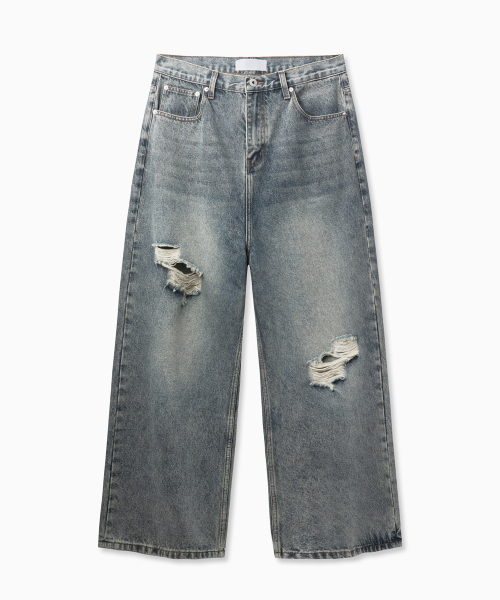 Damage Washed Wide Jeans (синий)