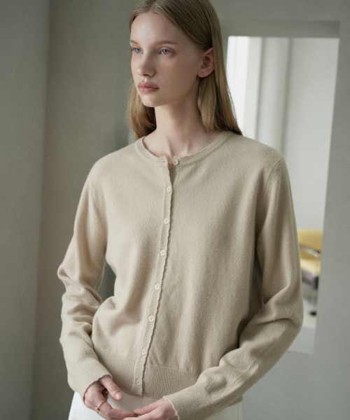 Merino шерстяной 100% Wave Knit кардиган (melange бежевый)