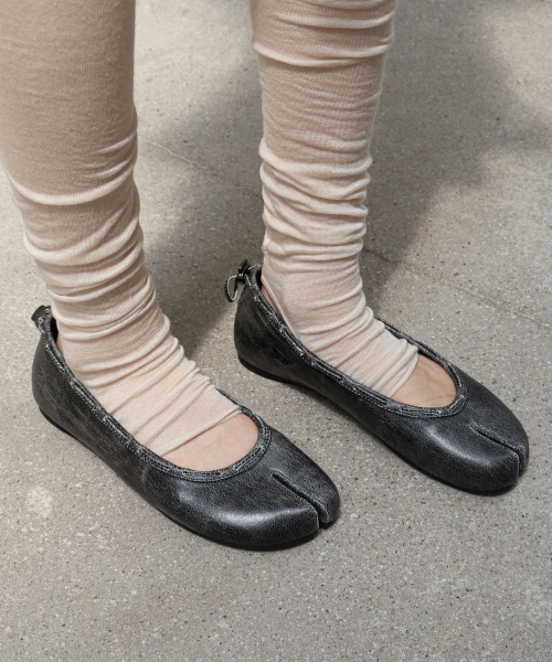 페이즈 Leather String Flat / Vintage Black