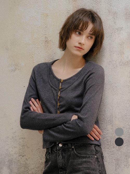 Button round neck кардиган [FRFA02CD03]_2color