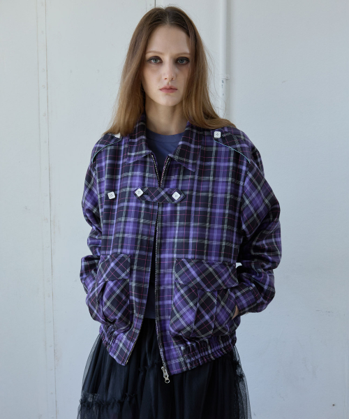 BUTTON CHECK BLOUSON куртка / purple
