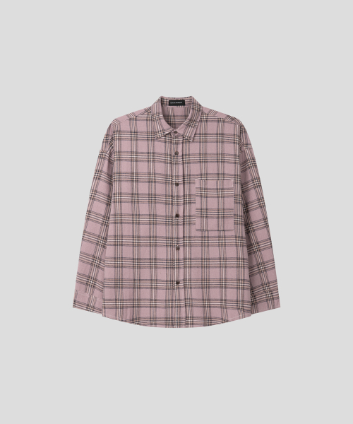 Плотная рубашка оверсайз ситибой [Dusty Pink Check]