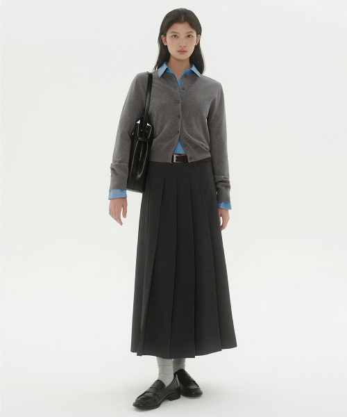 무신사 스탠다드 우먼() 우먼즈 워셔블 수피마 코튼 라운드 넥 가디건 [미디엄 그레이] 상품 이미지