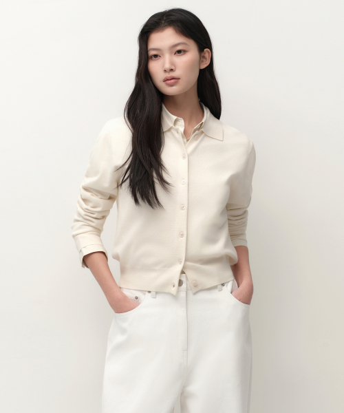 무신사 스탠다드 우먼() 우먼즈 에센셜 칼라드 가디건 [크림] 상품 이미지