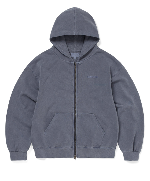 Waffle Lined Zip Up Hoodie Warm Blue