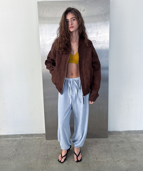 faux suede blouson_brown