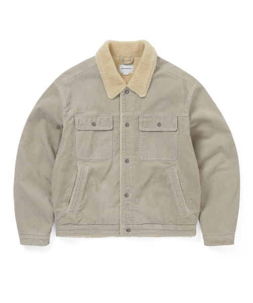 Sherpa Lined Corduroy Trucker Jacket Stone