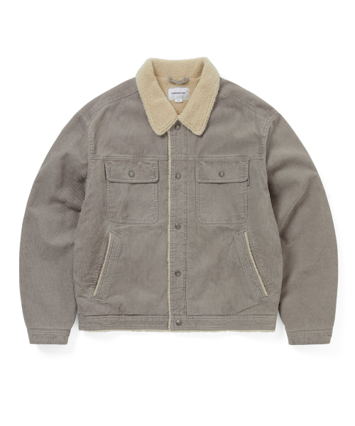 Sherpa Lined Corduroy Trucker Jacket Grey