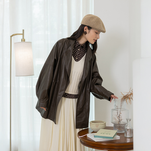 LS_Loose leather jacket_BROWN