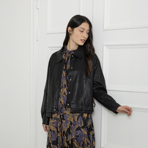 LS_Back pleat leather jacket_2color