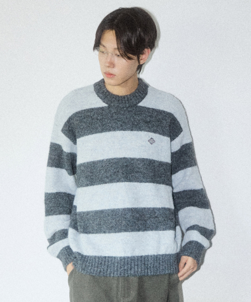 HAIRY STRIPE PULLOVER [CHARCOAL]