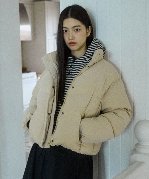W CORDUROY SHORT PUFFER [CREAM]