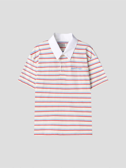 Bebe stripe PK half t-shirt - Ivory/Red