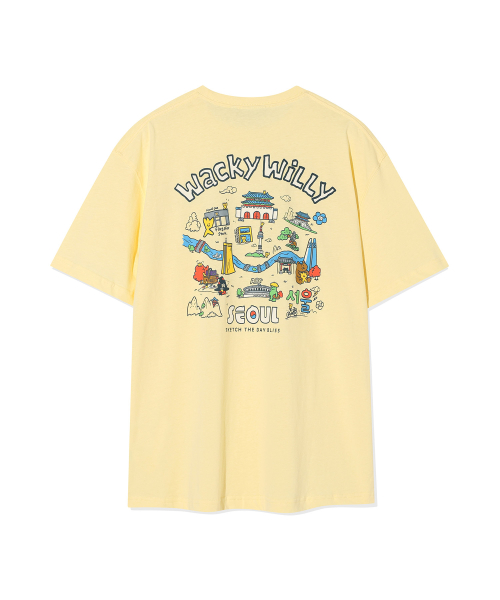 MUSINSA | WACKY WILLY Seoul Graphic Short Sleeve T-Shirt White