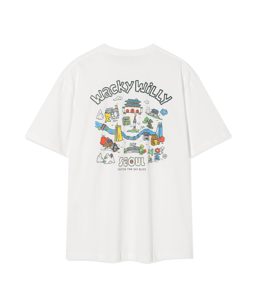 MUSINSA | WACKY WILLY Seoul Graphic Short Sleeve T-Shirt White