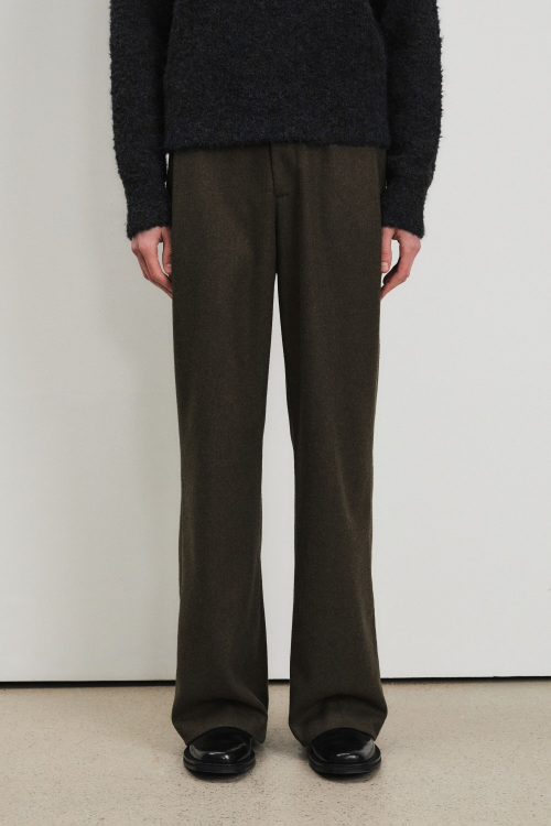 Men Wool Blend Wide Pants, Khaki
