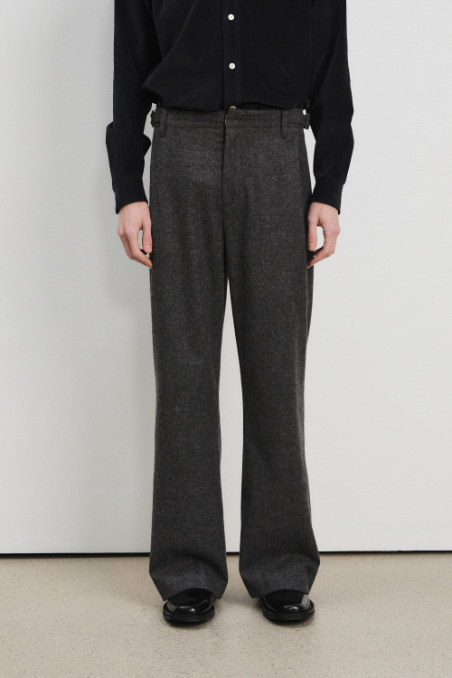 Men Wool Blend Wide Pants, Melange Gray