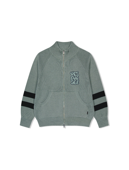Front Pocket knit Zip-up Ash Blue