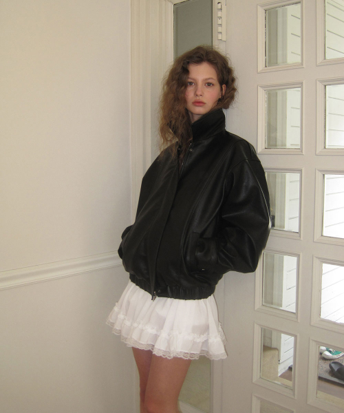Tail leather blouson - Black