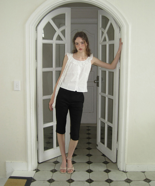 Dean capri slit pants - Black