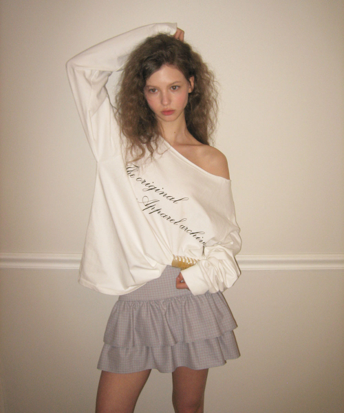 Lettering off-shoulder t-shirt - Ivory